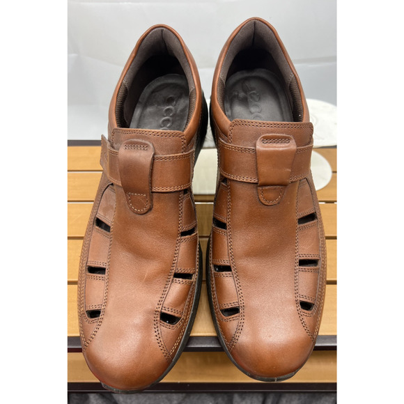 ECCO Irving Comfort Fisherman Sandals Classic Brown Leather Retro Size 11 main image 3